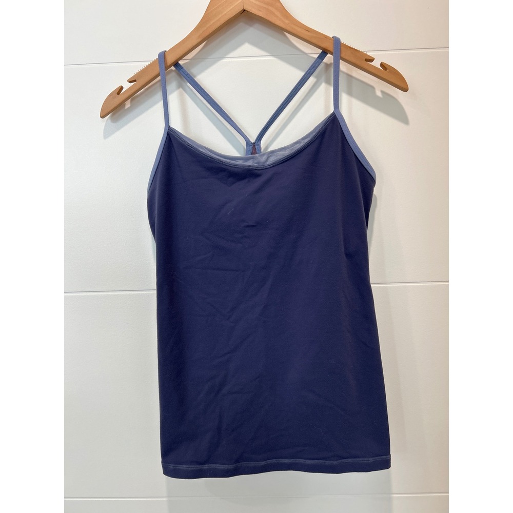 Lululemon Power Y Tank Top Purple Blue Strappy Shelf Bra Yoga Camisole Size 6